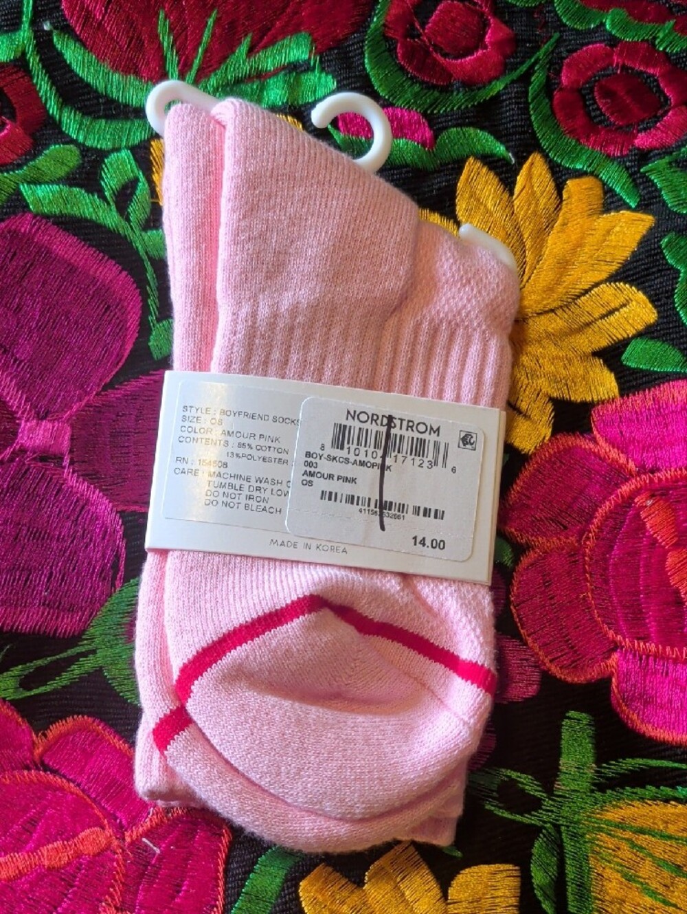 Le Bon Shoppe Pink Boyfriend Socks with Red Stripe Detail - Picture 3 of 5